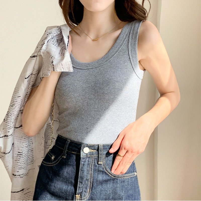 Áo Dệt Kim Sát Nách Màu Trơn Dáng Ôm Thời Trang Cho Nữ