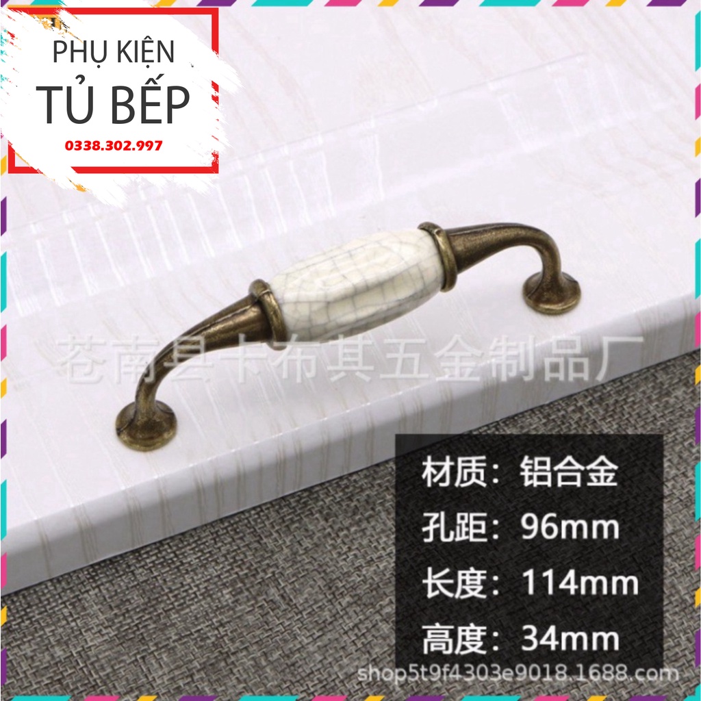 Tay Nắm hộc kéo đồng Núm Cửa Tủ Sứ Rạn siêu đẹp VIP