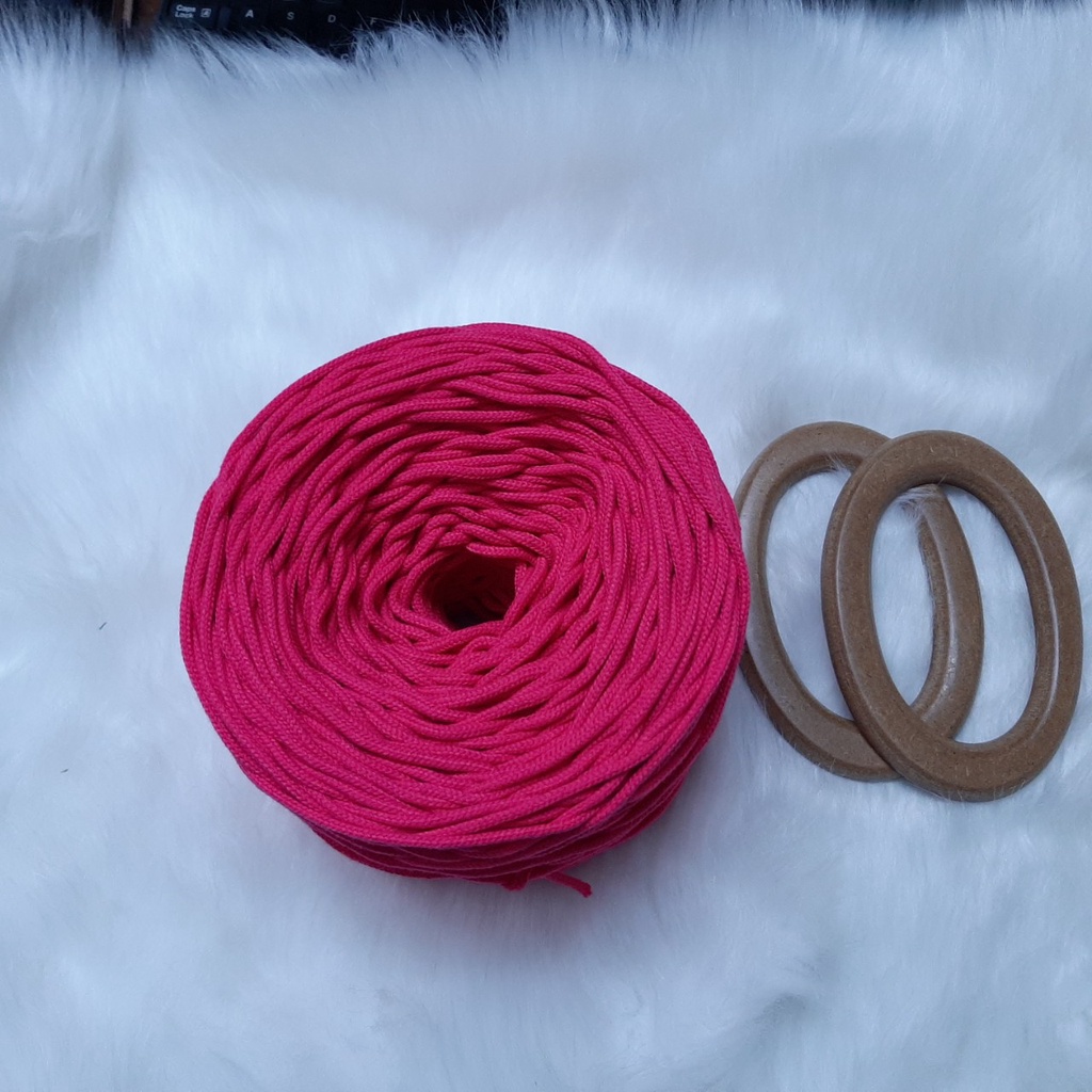 Dây dệt mắt na, dây cotton. SỢI 3mm- Màu HỒNG NEON