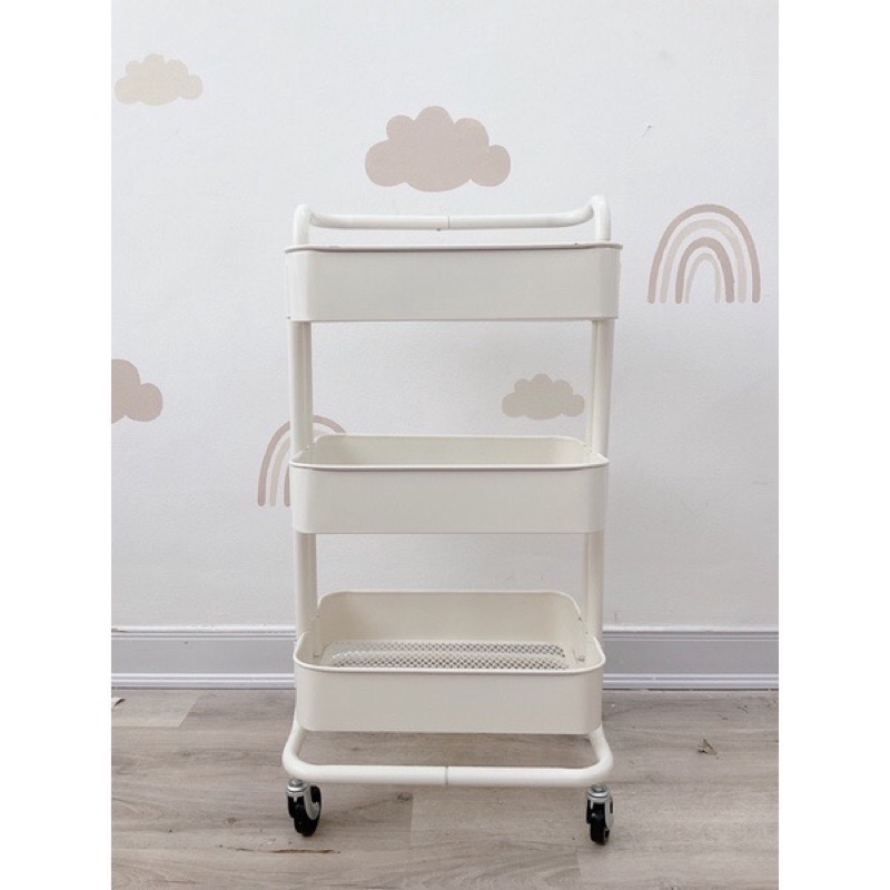 Kệ Đa Năng 3 Tầng/Kệ Để Đổ Kim Loại 3 Tầng Có Tay Cầm, Bánh Xe Tiện Lợi