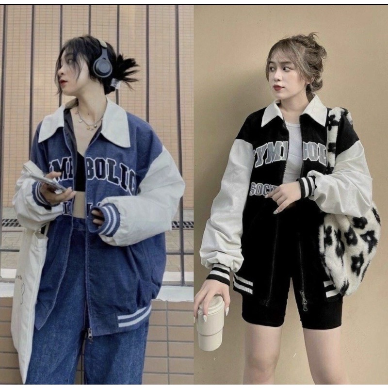 Áo nhung tăm varsity áo khoác bomber 2 lớp cao cấp cổ bẻ 09 form rộng Uniex siêu đẹp cho Nam nữ- AQ