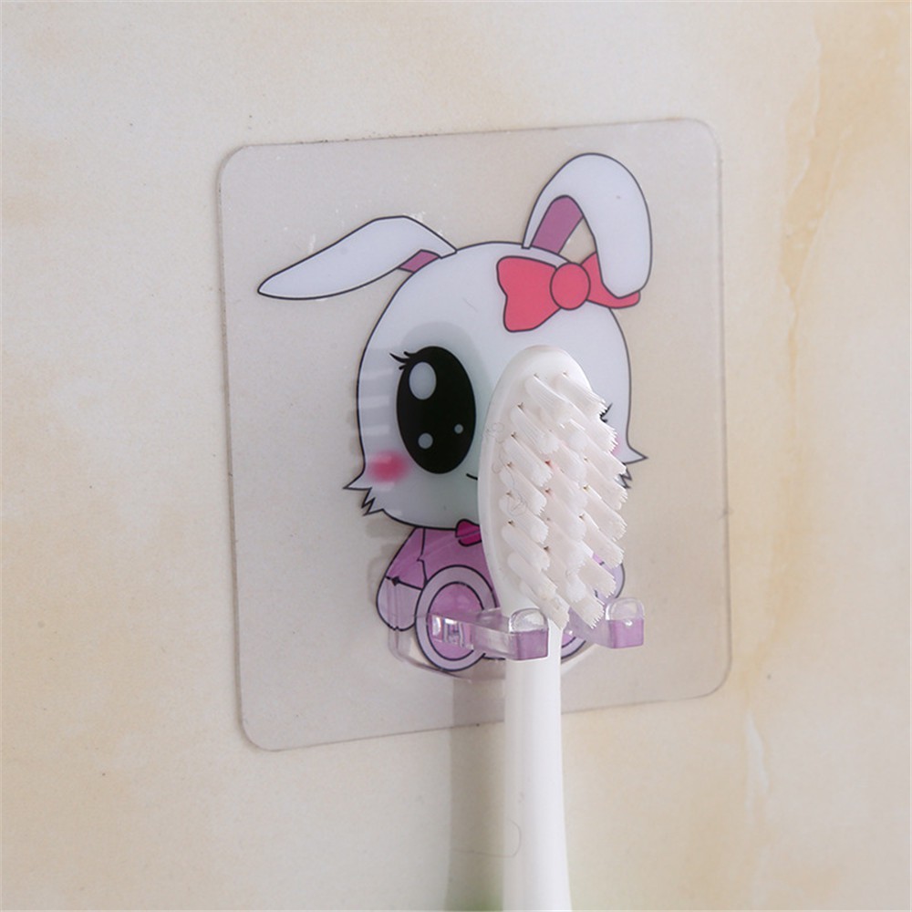Transparent Cartoon Bathroom Organizer Strong Self-adhesive Holder Sticky Hook