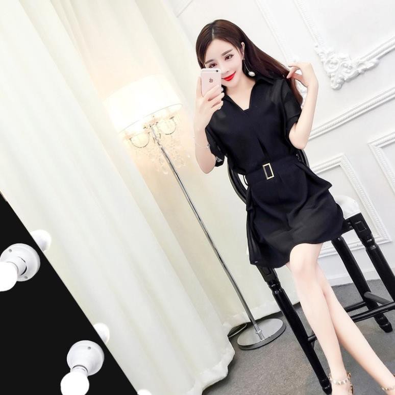 Hàng Trends hè 2021 - Váy sơ mi có dây thắt eo kiểu dáng thời trang Hàn Quốc kèm váy lót - Thời trang AT