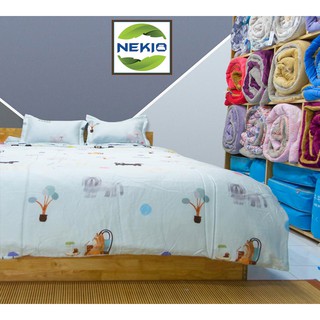 Bộ chăn ga gối Lụa Tencel Nekio Nhật Bản Trẻ Em Cún Bông
