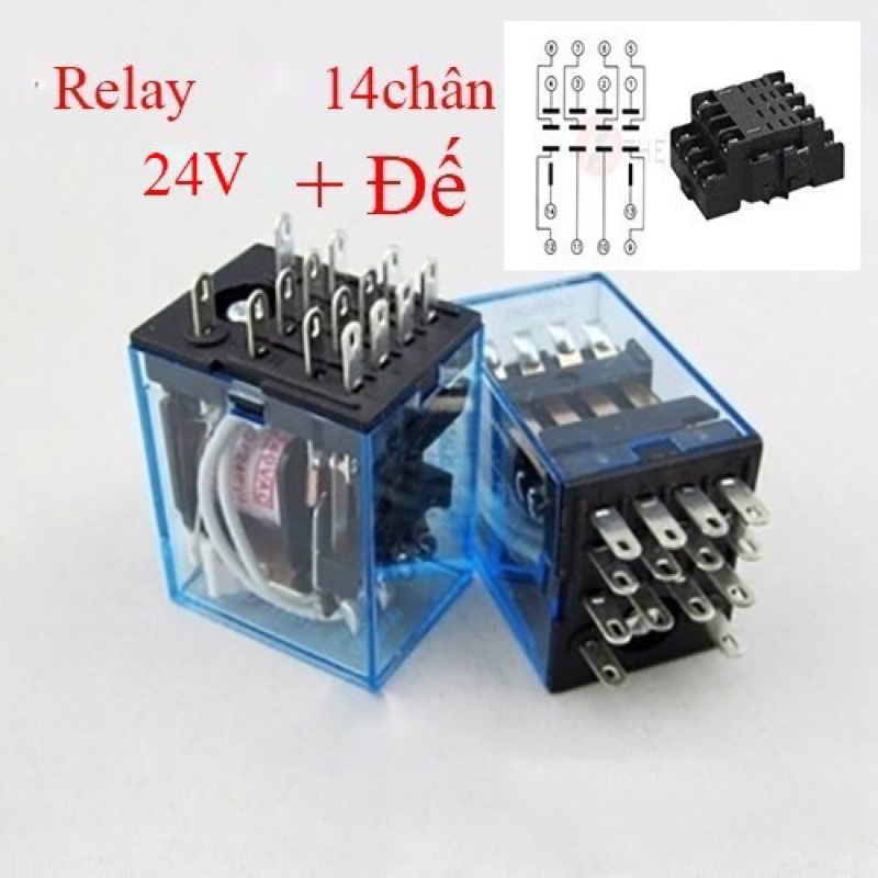 Relay 14 chân to + bé (12v,24v,110v,220v)+KÈM ĐẾ