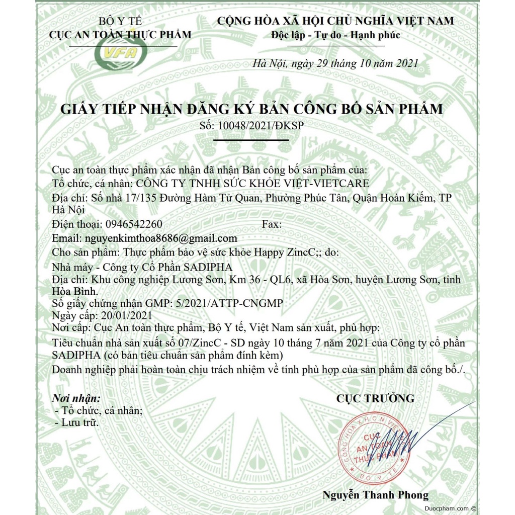 Viên Kẽm ZinC Gluconate Nhất Nhất