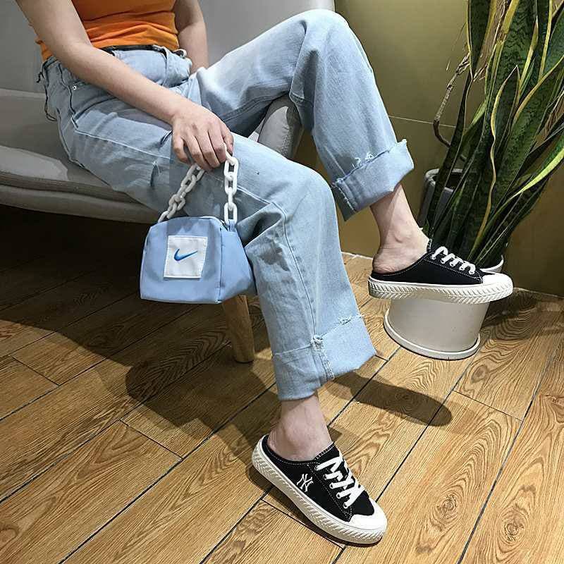 Giày sục nữ NY, Đạp gót màu đen, đế cao su cao cấp, đế cao 4cm, siêu cute