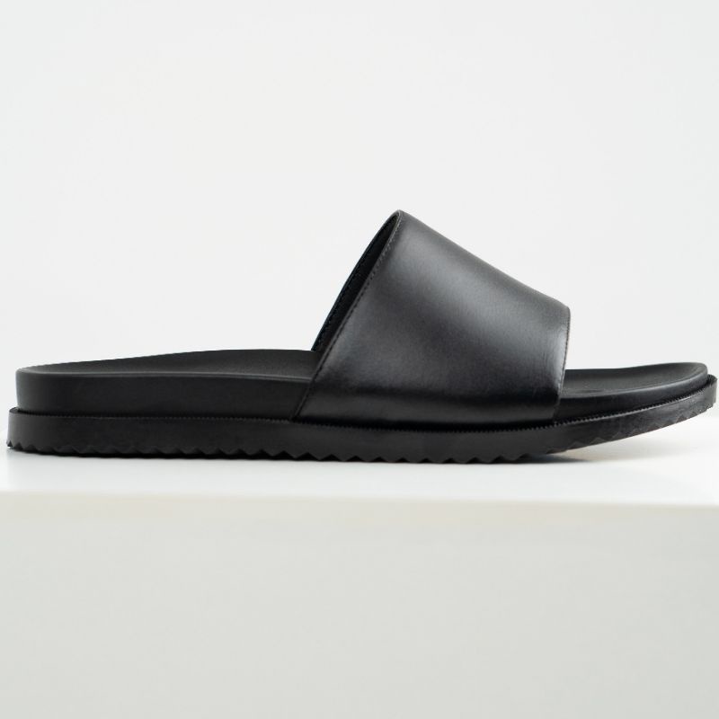 Dép da nam nữ couple, dép quai ngang da bò cao cấp thương hiệu HORSE đế cao su non MB01