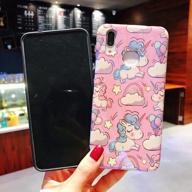 Huawei Honor 20 Nova 4 4e 3i 3 3E P30 P20 Pro Mate 20 Pro Lite Case Cute Animal Unicorn Blu-ray Hard PC Back Phone Cover