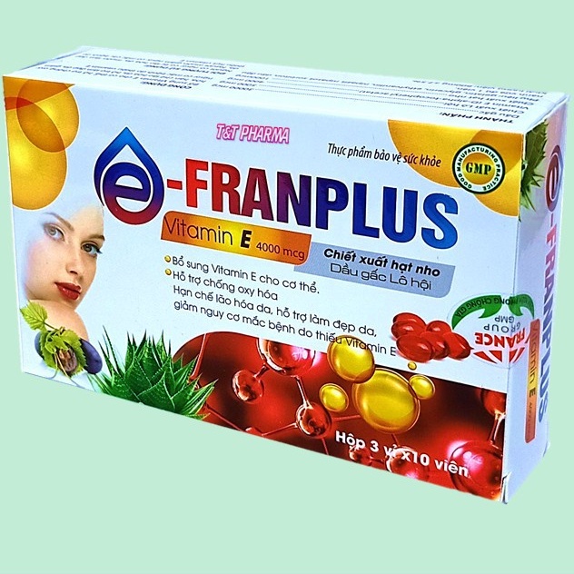 E - Franplus 4000 - bổ sung Vitamin E chiết xuất từ lô hội chống oxy hóa, chống lão hóa da, bổ sung vitamin e