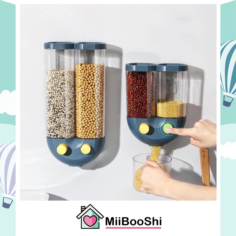 Bình đựng hạt ngũ cốc gia vị chia ngăn đa năng chất liệu nhựa cao cấp nút tự rơi tiện lợi MiibooShi D2.005