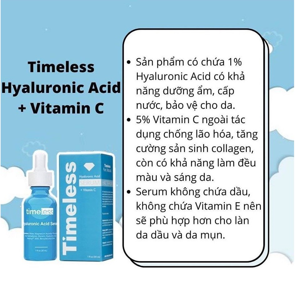 Tinh Chất Cấp Ẩm Sâu, Sáng Da, Chống Lão Hóa, Phục Hồi Da Timeless 30ml