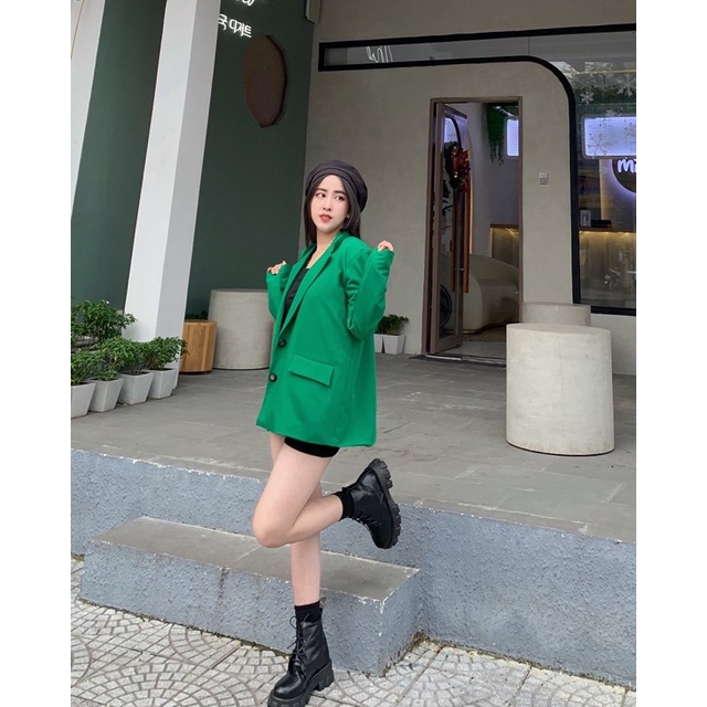 Blazer thụng thiết kế xanh lá