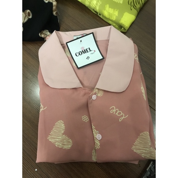 Bộ tim Hồng , Lụa Mango Cao cấp Tay dài