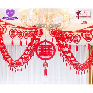 *BỘ 4 DÂY & ĐÈN LỒNG  TREO TRẦN NHÀ   TRANG TRÍ ĐÁM CƯỚI  -- TẶNG 5 MÓC TREO