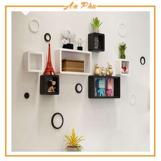Kệ trang trí 2 bộ ô vuông, chữ nhật ( 6 ô)