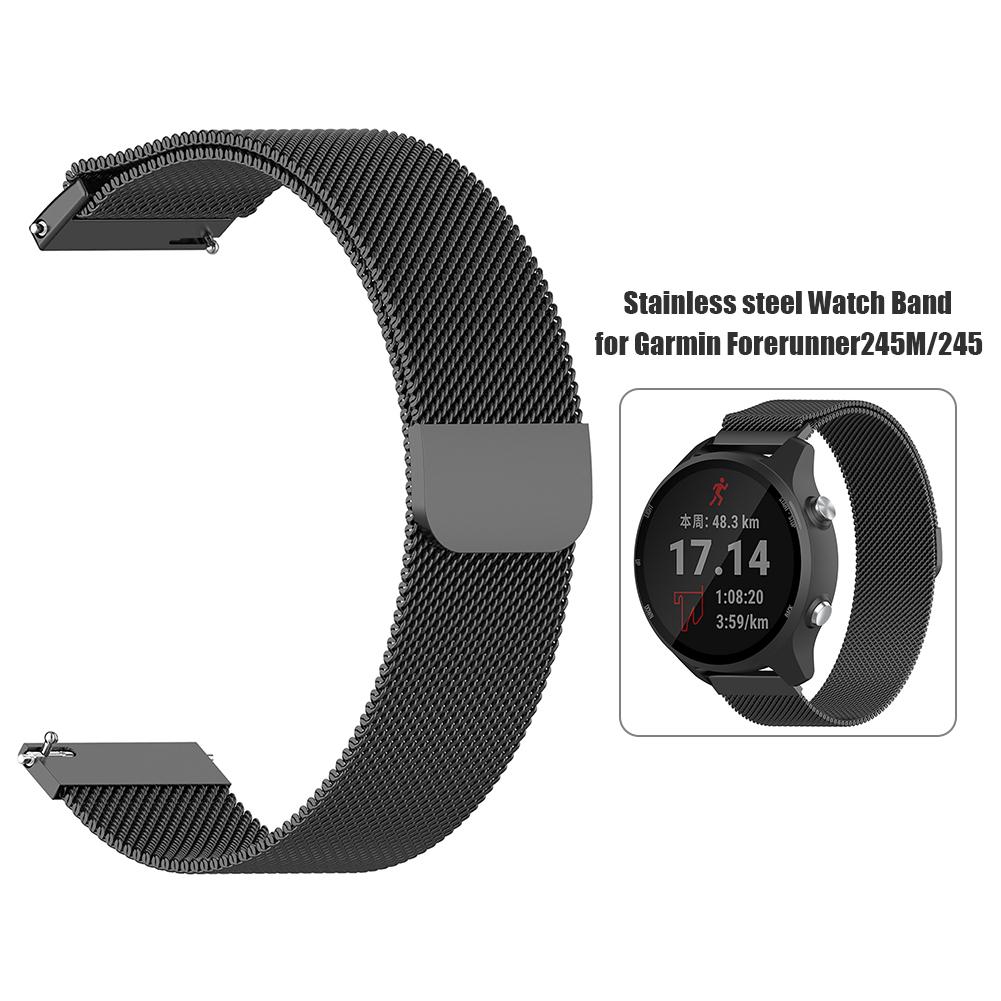 Milanese Magnetic Loop 20mm Metal Band Strap for Garmin Forerunner 245M/245