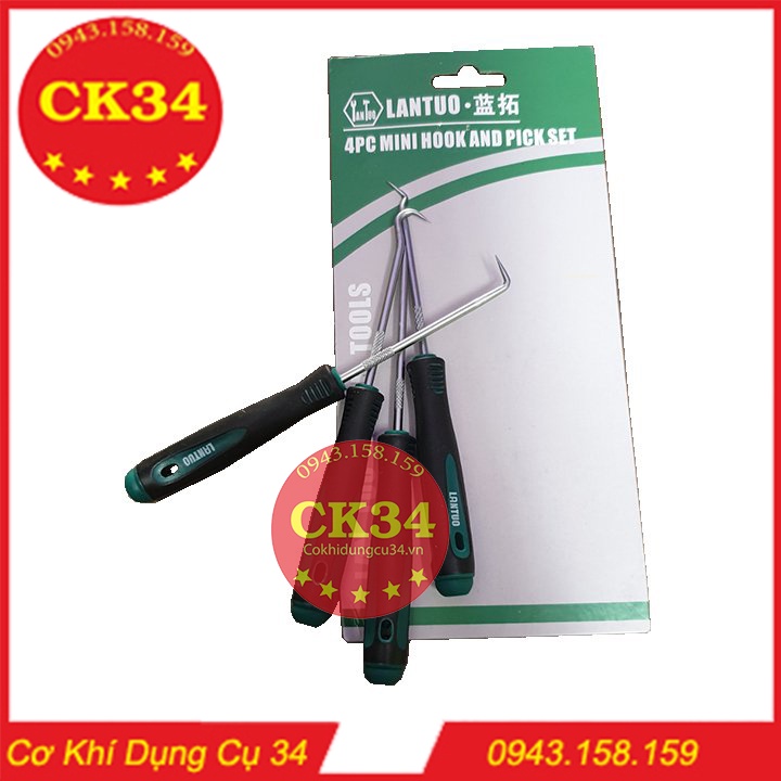 Bộ móc nạy phớt kéo lò xo, móc Gioăng, phanh phe 4 PC