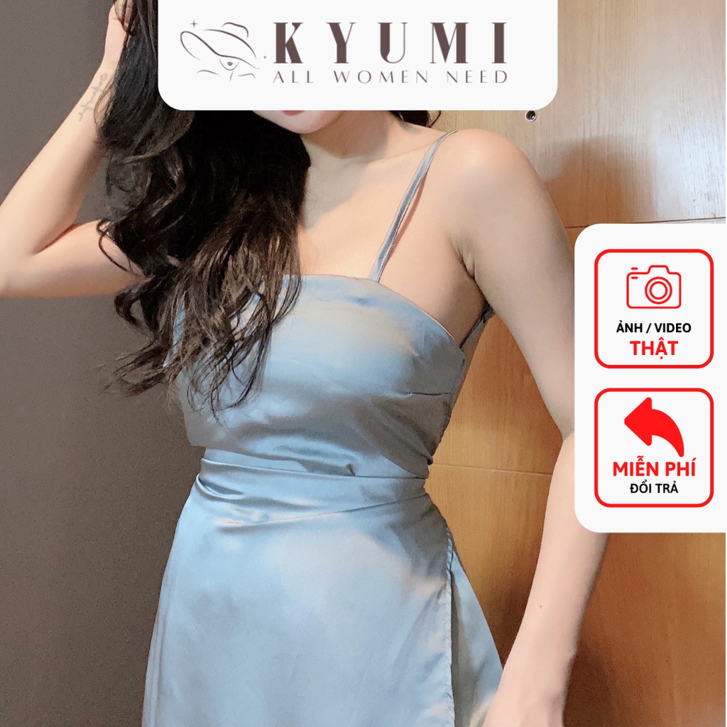 Đồ ngủ sexy đồ ngủ 2 dây áo form dài có mút ngực KYUMI OFFICIAL, chất liệu lụa satin, freesize 40-60kg tùy chiều cao 025 | BigBuy360 - bigbuy360.vn