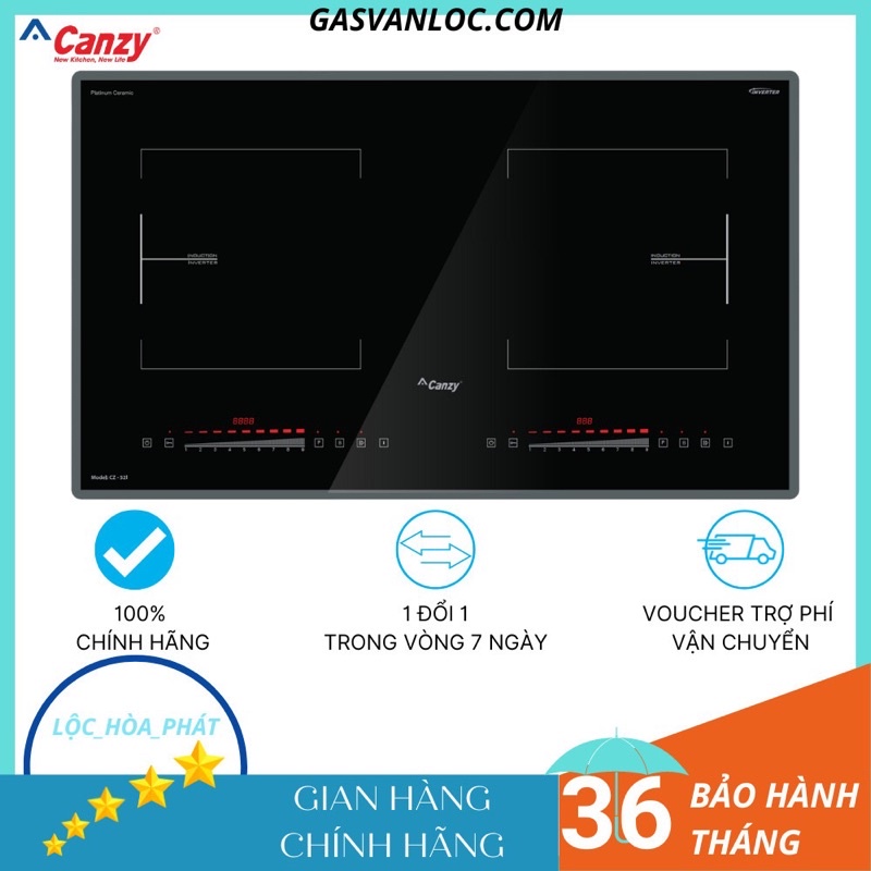 Bếp từ đôi Canzy CZ 52I - Bếp từ hiện đại, màu đen, kích thước 730x430mm