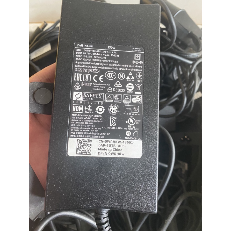 Sạc Laptop Dell chân kim lớn Zin 19.5v 65w,90w,130w,180w tháo máy sách tay từ Nhật Mĩ