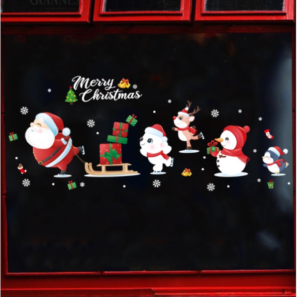 Decal trang trí Noel - Trượt tuyết phát quà