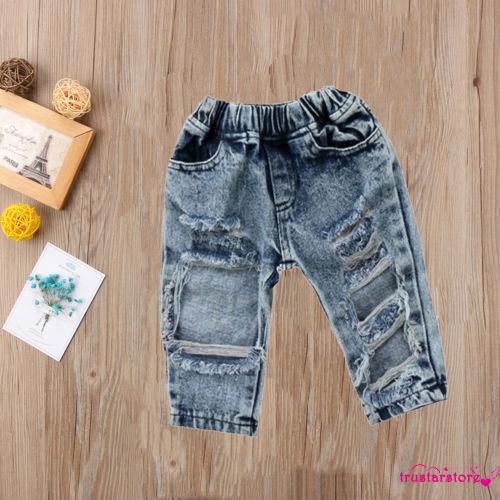 Quần Jeans rách dài kiểu dáng thời trang cho trẻ em