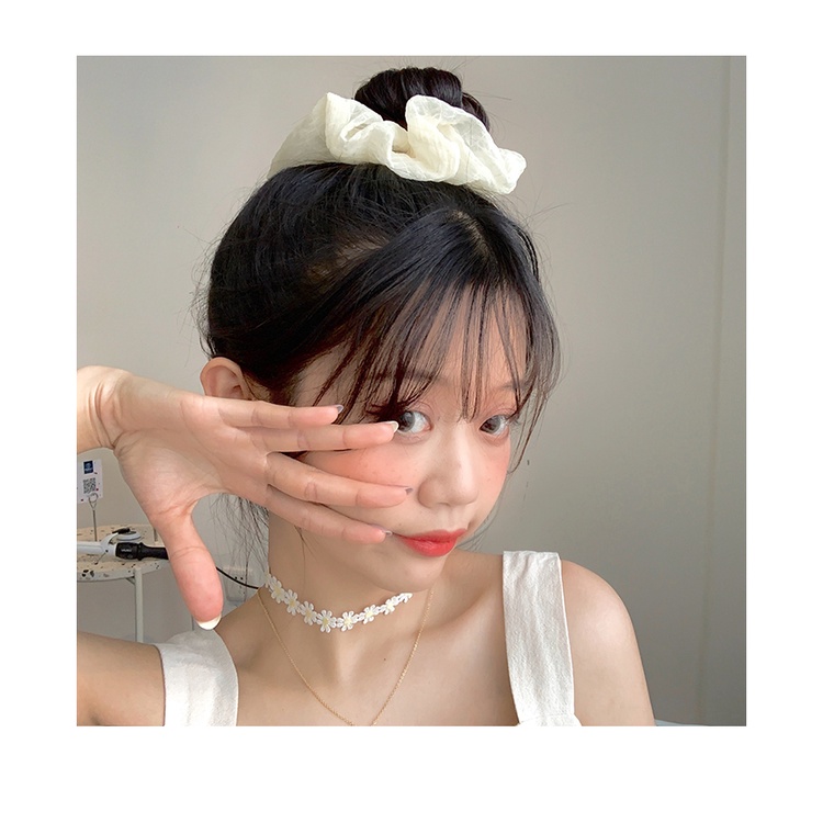 Dây buộc tóc Scrunchies vải mềm kẻ chìm dễ thương