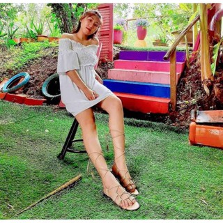 Dép Sandal Boho Cột Dây Chiến Binh Tua Rua