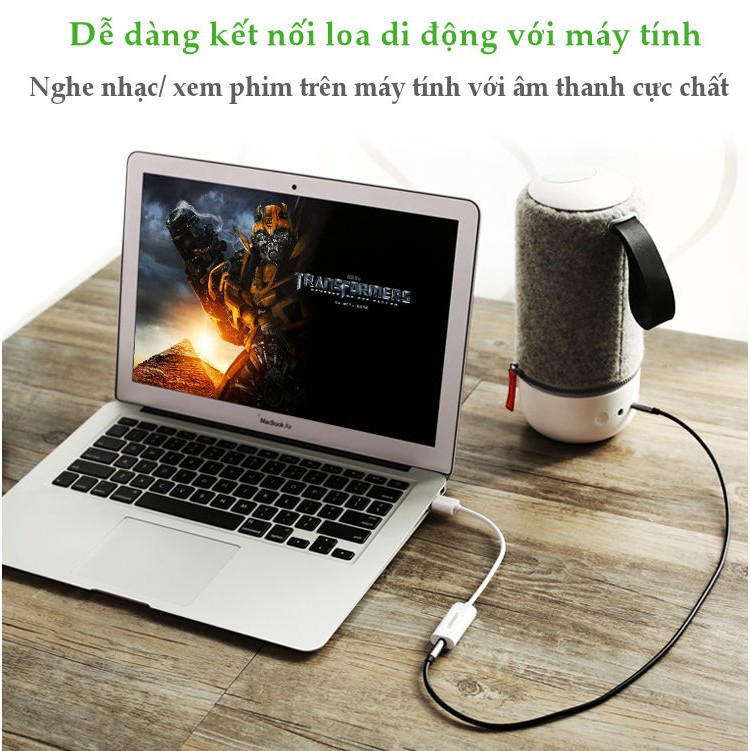 Bộ chuyển đổi USB sang cổng âm thanh 3.5mm UGREEN US206 30712 màu trắng