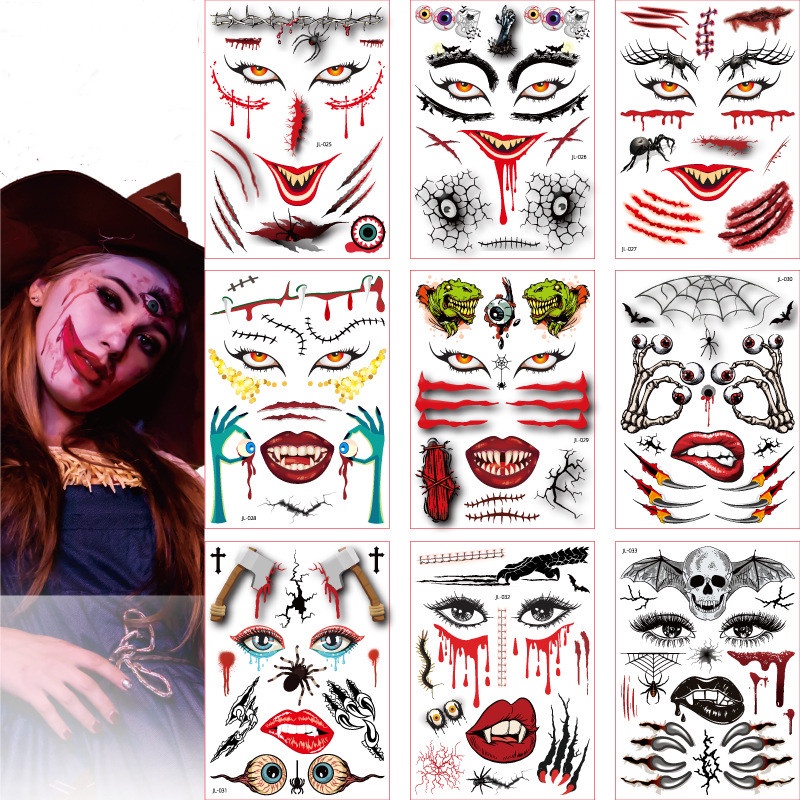 1 Hình Xăm Dán Kinh Dị Trang Trí Halloween