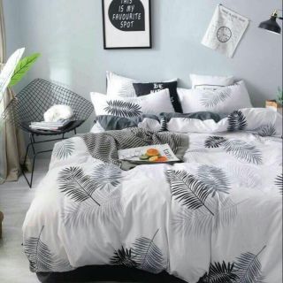 Set Đũi LÁ DỪA TRẮNG HÉO ÚA bộ chăn ga gối 4 món nhập khẩu 100%