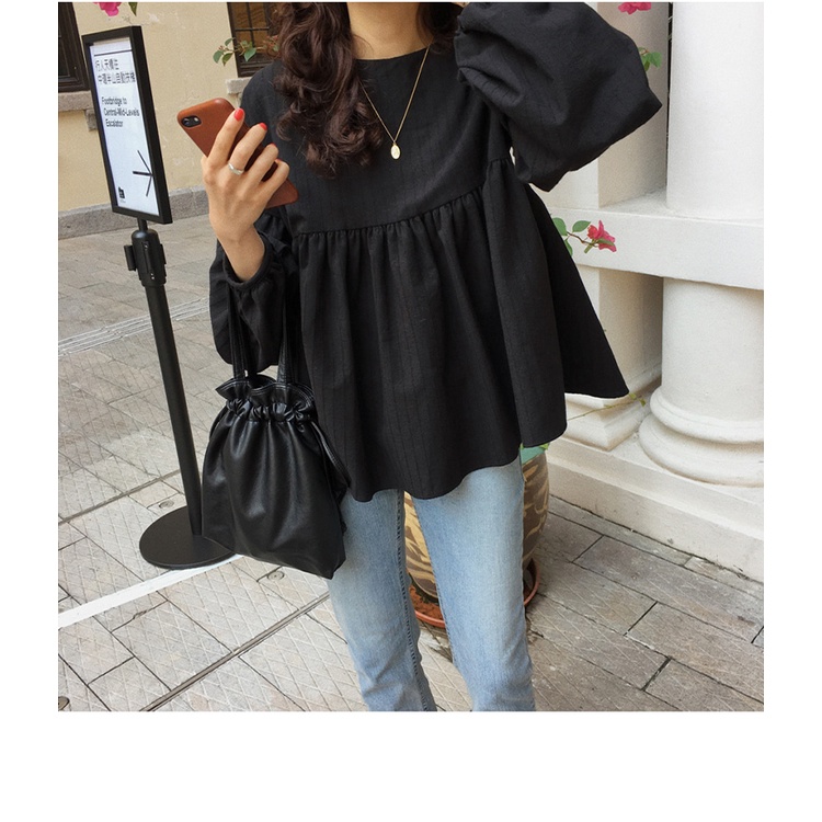 Áo Sơ Mi Tay Dài Phồng Dáng Rộng Phong Cách Hàn Quốc Ngọt Ngào Cho Nữ