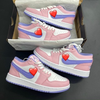 Giày sneaker jordan 1 hồng logo tím , giày jordan 1 tím thể thao nam nữ thấp cổ full phụ kiện