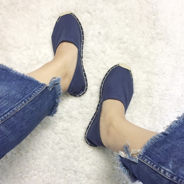 Giày Lười Đế Cói Nữ (xanh đen)