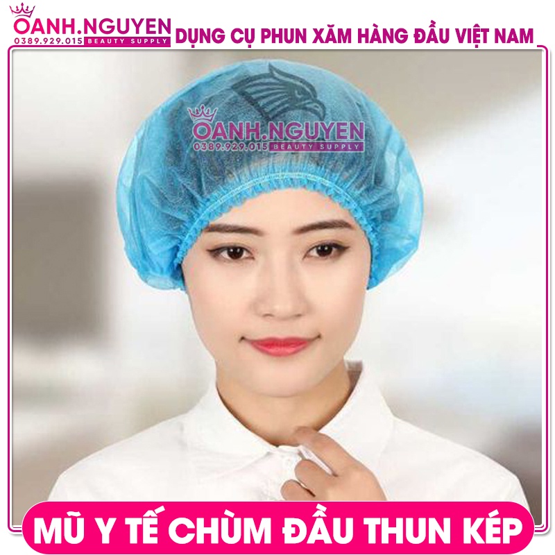Mũ Y Tế Thun Đôi, Loại Dày Đẹp/ Mũ Chùm Tóc, Chùm Đầu Phun Xăm