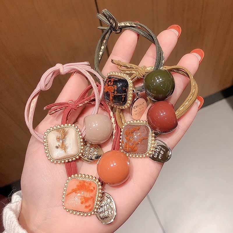 Dây buộc tóc đính pha lê hình vuông thiết kế mới thời trang theo phong cách hàn quốc