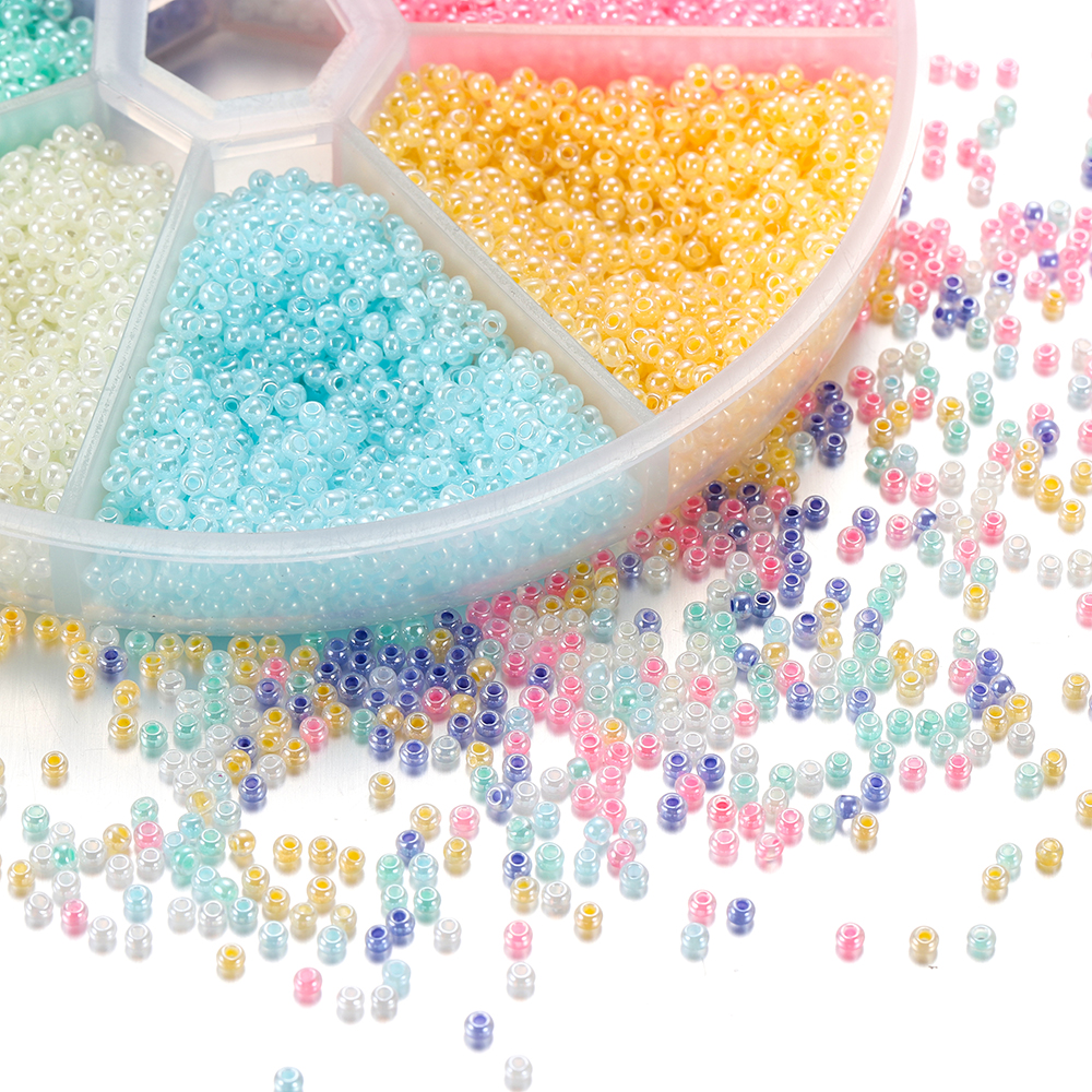 Bộ 6300 hạt cườm hạt thủy tinh hỗn hợp 2mm dùng cho làm trang sức thủ công xinh xắn