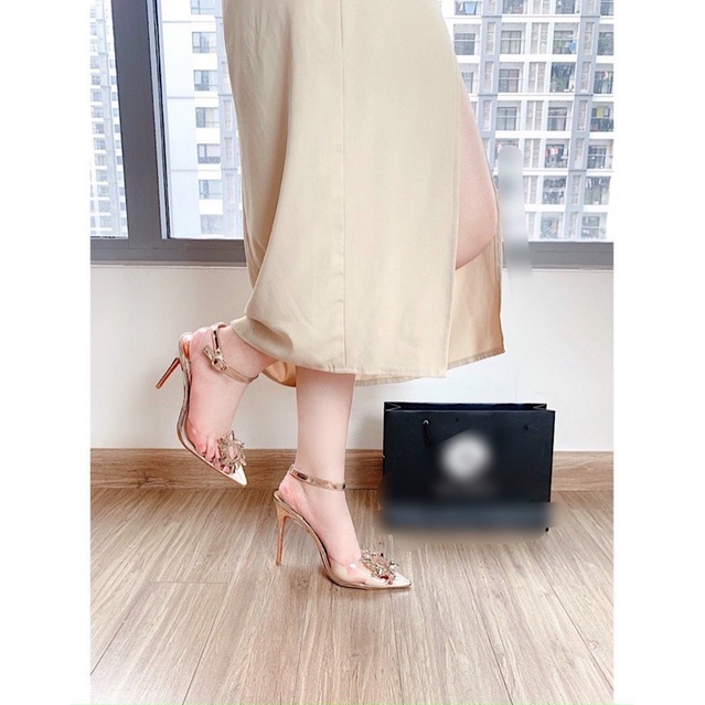 Giày sandal cao gót lbt mica mặt trời fullbox túi giấy
