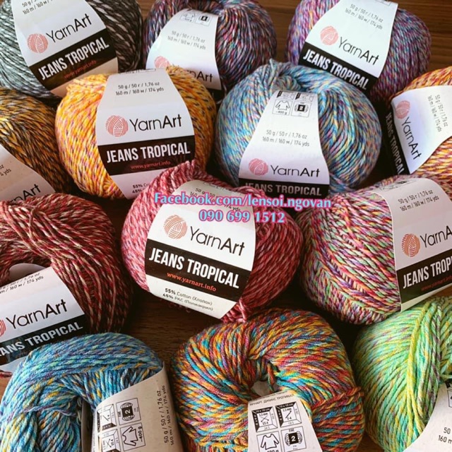 Combo 10 cuộn Len YarnArt JEANS TROPCICAL