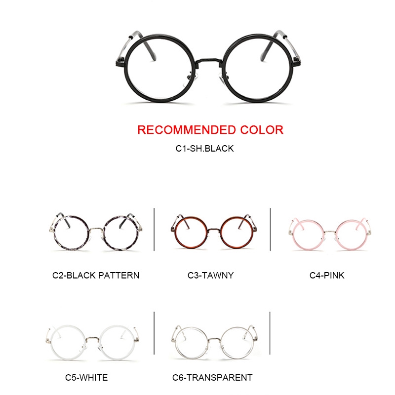 Harry Potter Cổ điển Kính mắt Tròn Khung Retro Ins kim loại Thời trang Nam Nữ Kính Unisex Ống kính có thể thay thế