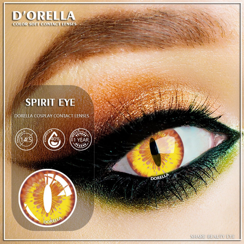 D'ORELLA 1 Cặp  CHẾT MẮT Cateye Cosplay Ống kính áp tròng đầy màu sắc Halloween Ống kính áp tròng Crazy Lens màu mắt Phụ kiện anime cho mắt Cosplay Ống kính tiếp xúc màu Yealy Ues