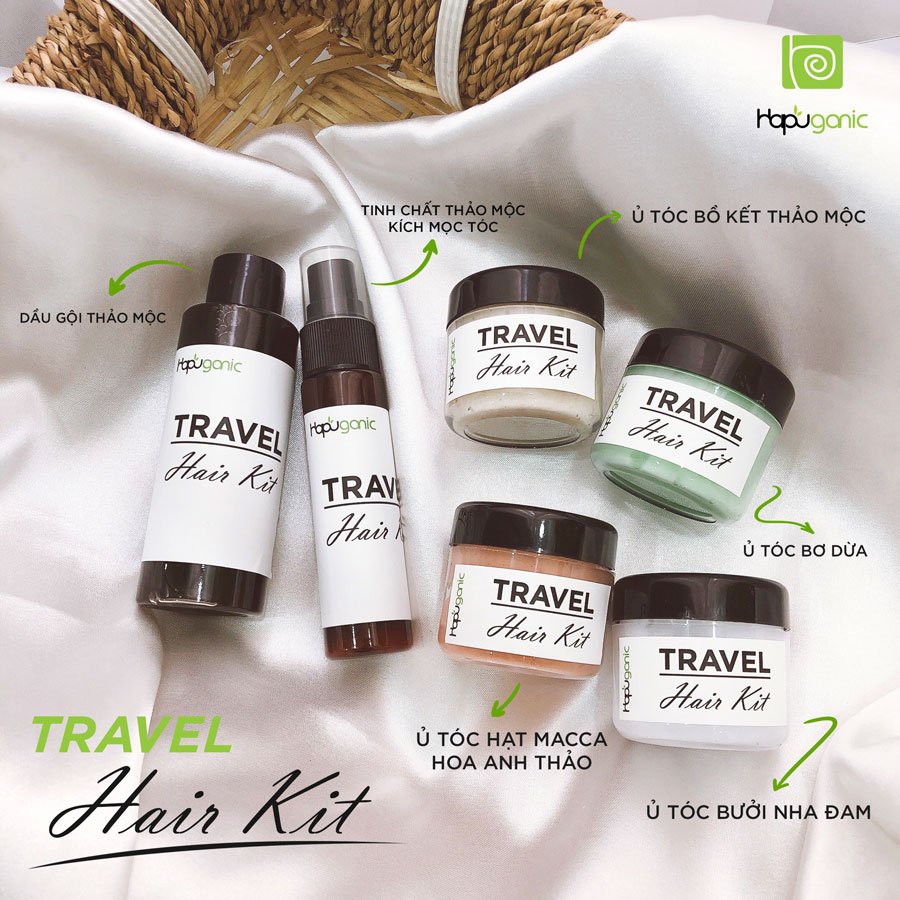 Bộ kit du lịch travel cho tóc HaPuganic Dầu Gội, Ủ  Xả Tóc Và Tinh Chất Kích Mọc Tóc