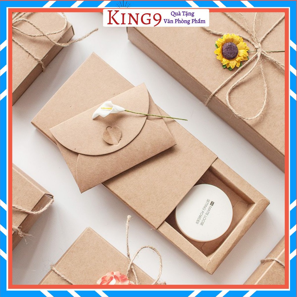 Hộp quà tặng hộp quà sinh nhật giấy nâu kraft dạng gấp chắc chắn phong cách vintage KING9