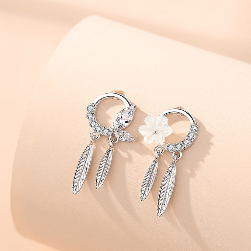 Bông Tai Bạc S925 Hoa Lá Mùa Xuân Dễ Thương | Khuyên Tai Nữ Trang Sức Bạc Thời Trang