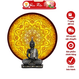 Đèn hào quang mandala in tranh trúc chỉ chân thiện mỹ, tranh treo phòng thờ, trang trí tượng phật tc-hq-04