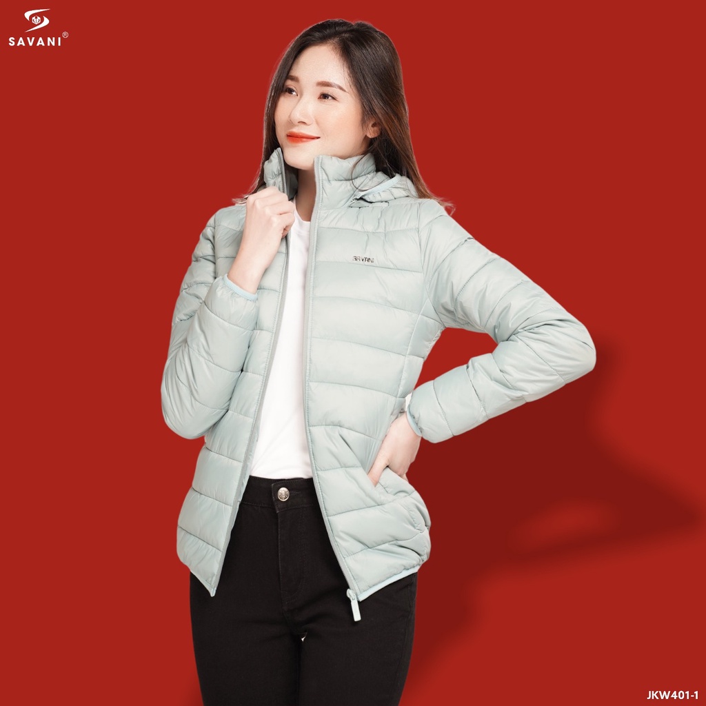 Áo phao nữ siêu nhẹ cao cấp SAVANI bông cotton ấm nhẹ cản gió chống nước