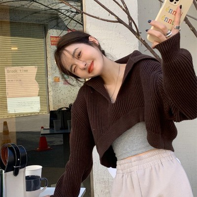 QADCOL Áo Sweater Tay Dài Cổ Chữ V Form Rộng Thời Trang Trẻ Trung