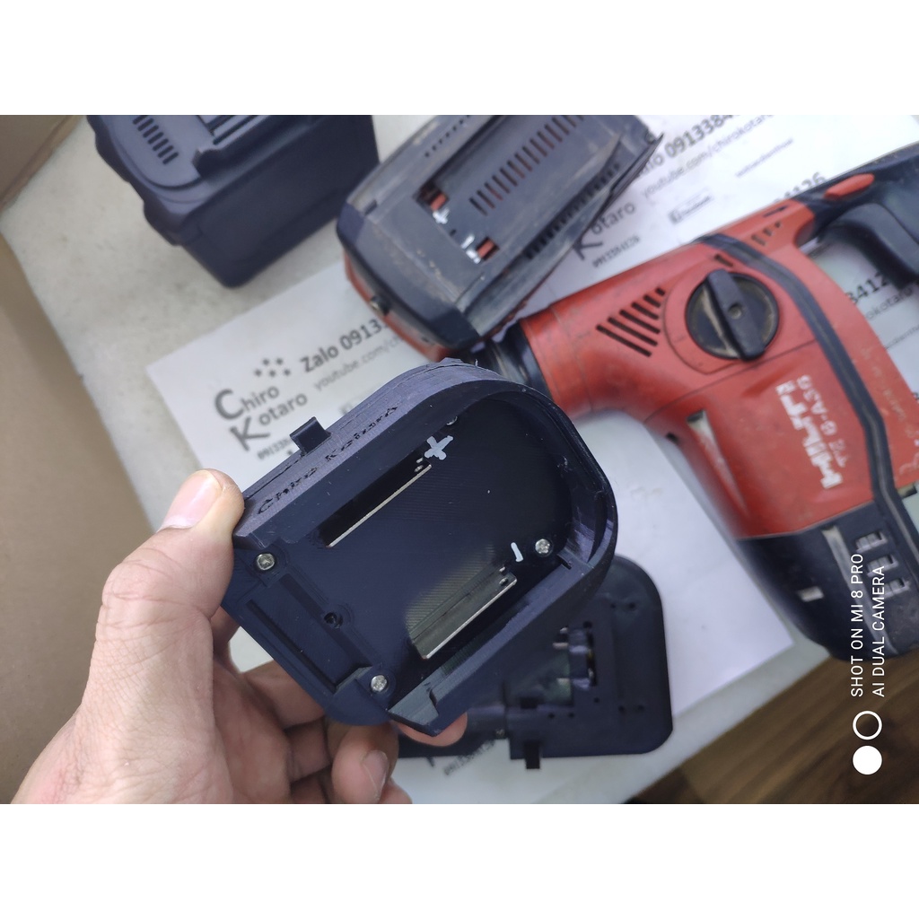 Đế chuyển chân pin máy khoan bê tông Hilti TE 6-A36 sang dùng pin Makita LXT