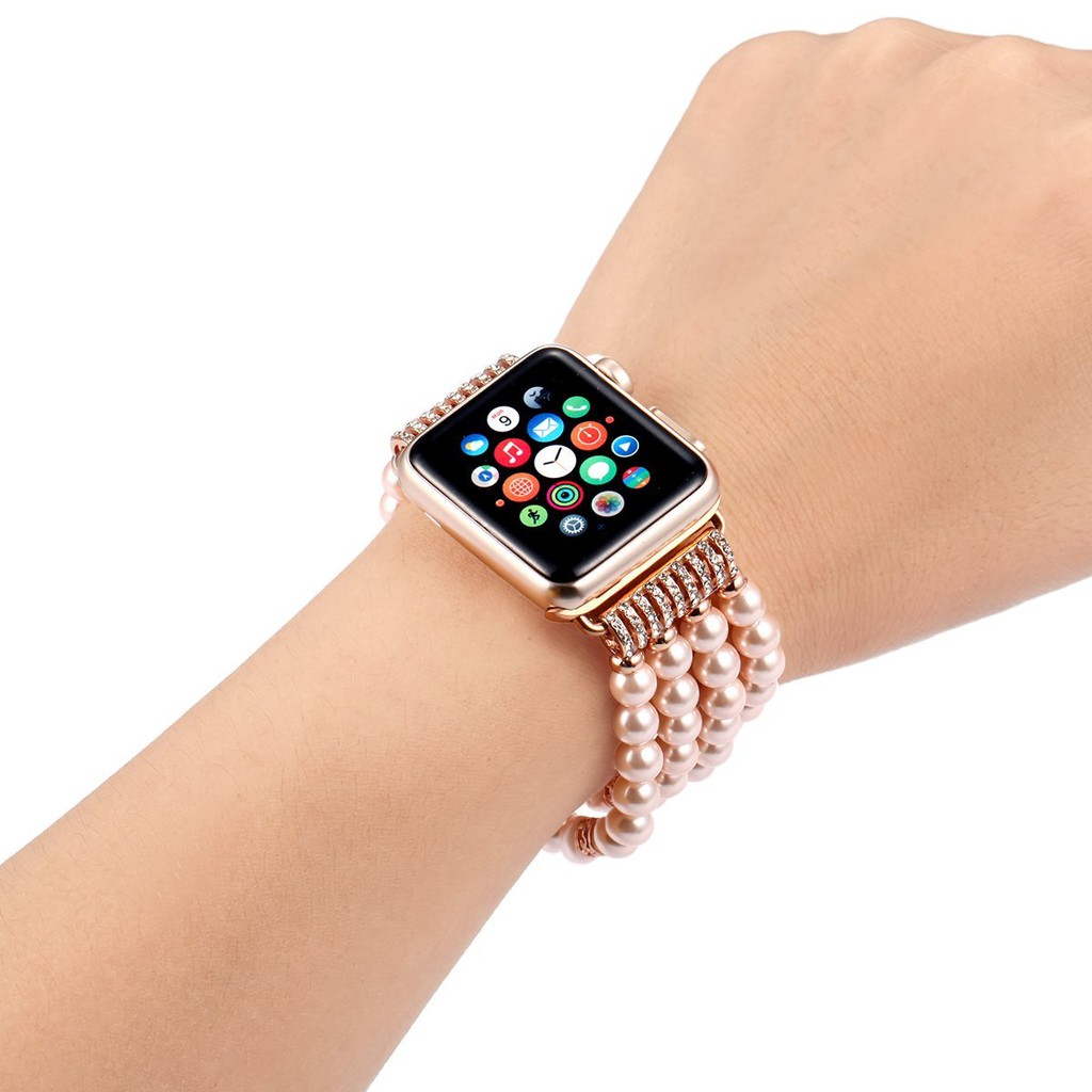 Dây Đeo Tay Chuỗi Ngọc Trai Giả Cho Đồng Hồ Thông Minh Apple Watch 1 / 2 / 3 ( 38Mm / 42Mm )